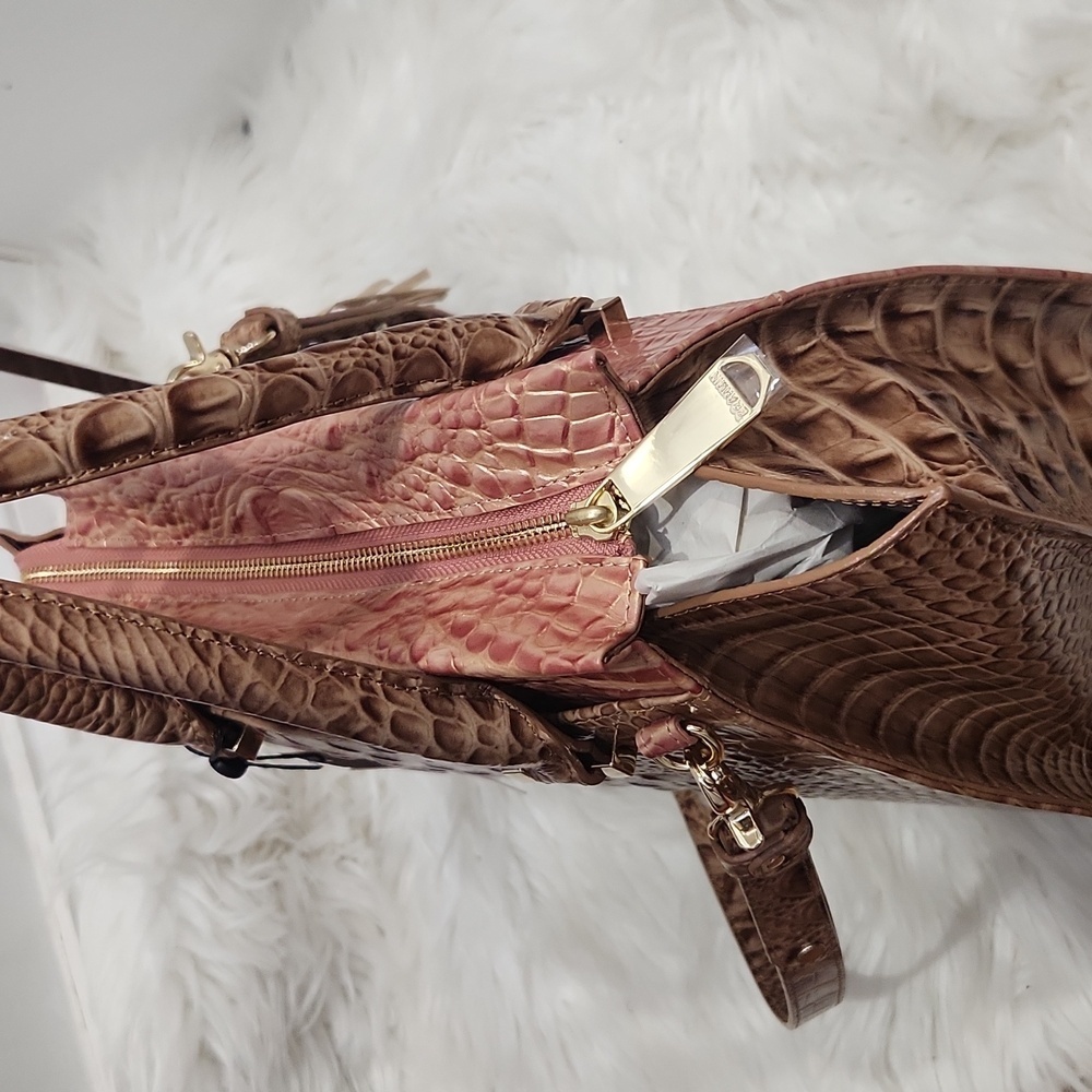 🤎🔹️ Brahmin🔹️ Priscilla Limestone genuine Leather Baracoa Satchel - Picture 10 of 17